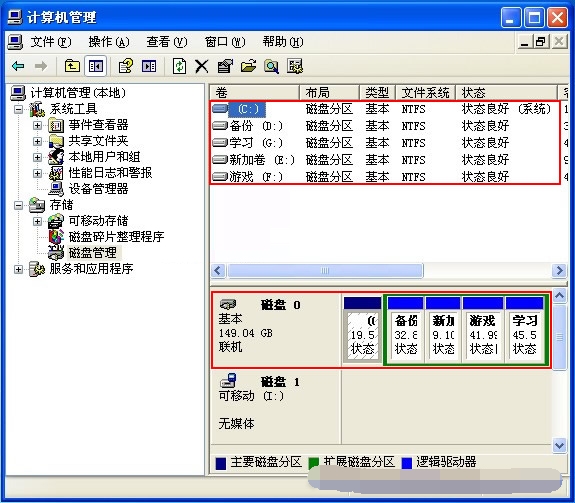 xp系統(tǒng)如何使用自帶磁盤(pán)分區(qū)安裝方法