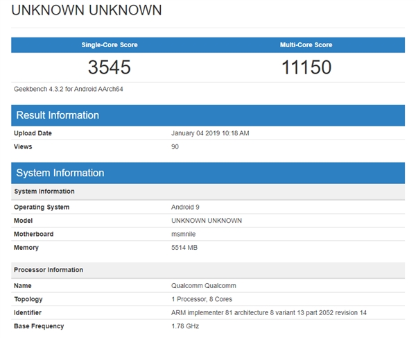 驍龍855 GeekBench跑分曝光：單核心僅超麒麟980 5％